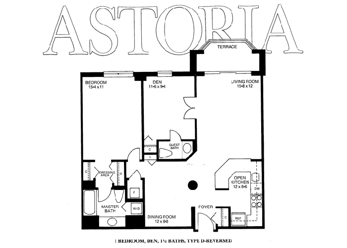 Astoria - D Residence - 1 Bed, Den, 1 1/2 Bath