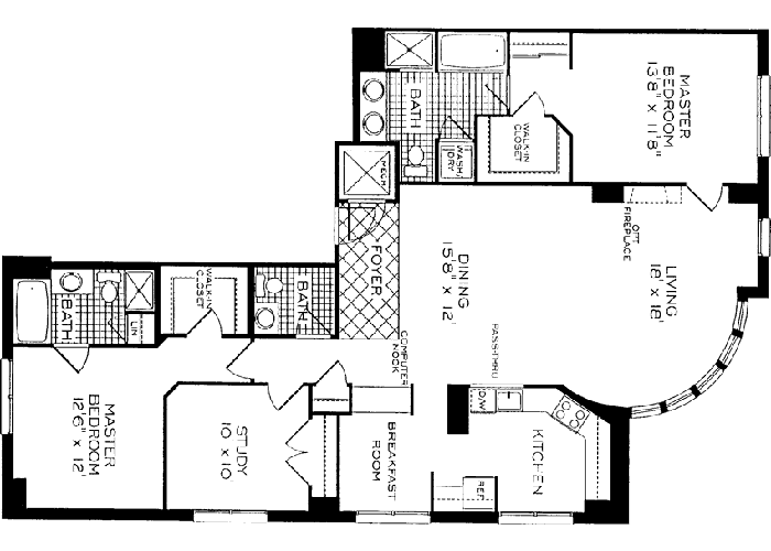 Lexington Square - Carter Hall - 2 Bedroom and Den