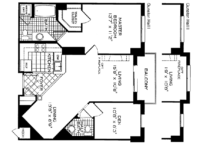 Lexington Square - Gunston Hall - 1 Bedroom and Den
