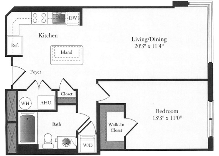 Phoenix - B8 Floorplan - 1 Bed, 1 Bath