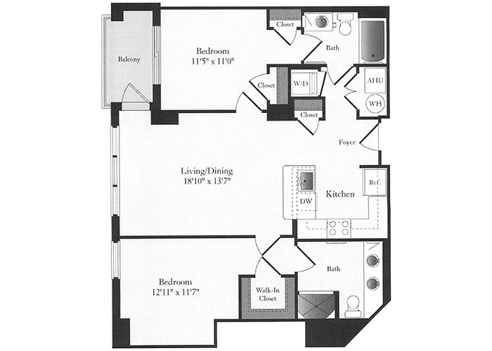 Phoenix - D1 Floorplan - 2 Bed, 2 Bath