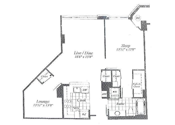 Unit B01 B1 Level Floor 1-9 One Bedroom With Lounge