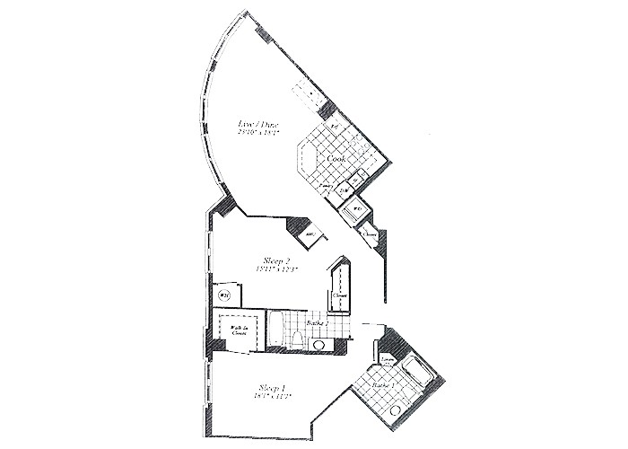 Unit C05 B1 Level Floor 1-6 Two Bedroom
